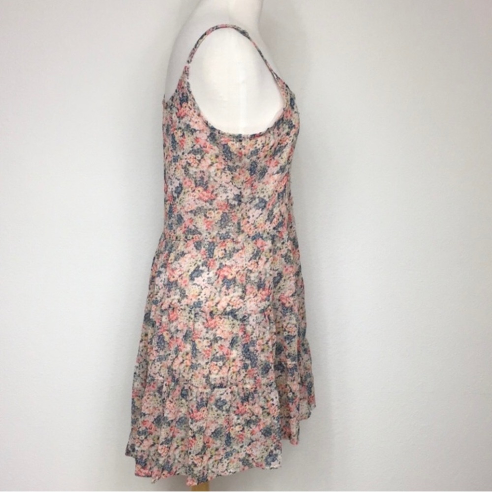 American Rag Blush Multi Floral Lace Detail Tiered Mini Dress Size Small Girly - Picture 5 of 16